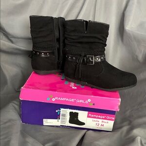 Rampage Girls Black Studded Boots 12M